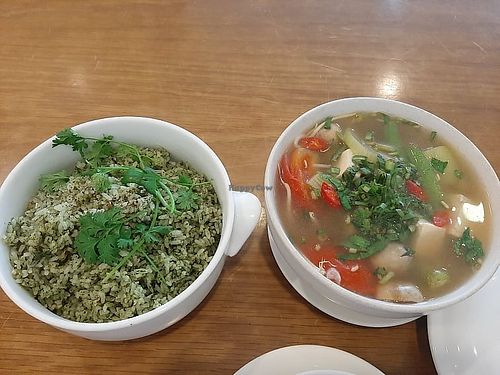 la e leaf fried rice and traditional southern sweet and sour soup at Hoan Hy in Nha Trang