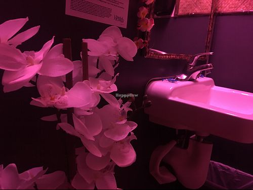 the cutely decorated bathrooms at No Bones Beach Club in Portland