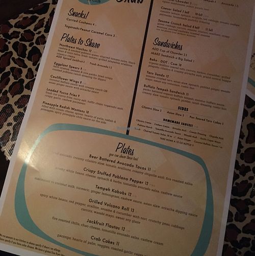 food menu at No Bones Beach Club in Portland