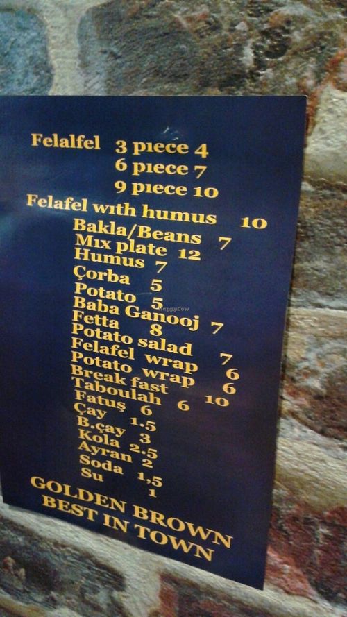 Menu. at Falafel Koy in Istanbul