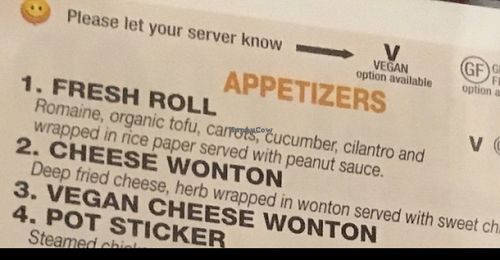 vegan label at Coconut on T in Sacramento