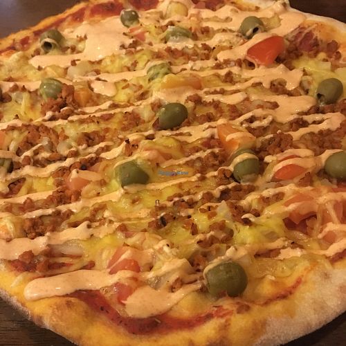 vegan pizza at Pizza Express - Mariankatu in Helsinki