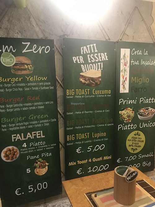 Menu at JustVeggie in Siracusa