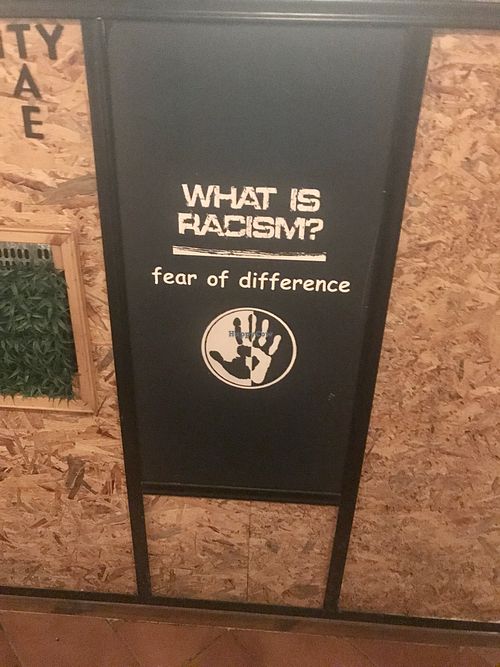 Positive messages throughout the restaurant  at JustVeggie in Siracusa