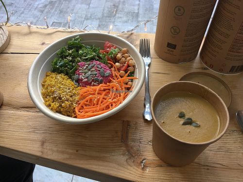 buddha bowl and soup at The Vegan Fairies in Nea Erythraia