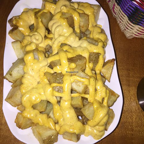 Diablo baked potato lots of mayonnaise at ViaVia Cafe in Copan Ruinas