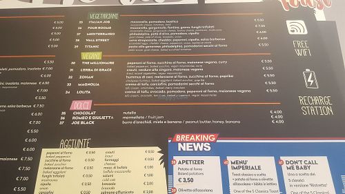 new menu at Breaking Toast in Bologna
