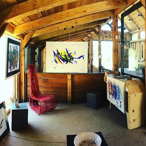 OINK Gallery. Pigcasso, the world renowned painting pig and her gallery reside within the main barn at the sanctuary. at Farm Sanctuary SA in Franschhoek
