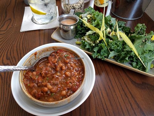 Black Eye Pea and Tomato Stew with a Little House Salad. at South Kitchen + Spirits in Jacksonville