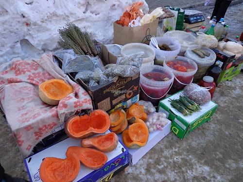 Tasty local products, home made food in Cahul at Street Market. Local people from villages are selling to city people all what they produce at home. at Street Market in Cahul