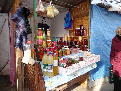 People from villages are selling at Street Market all waht they produce at home, for ex. pickled and fermented vegetables, home made jem, compote. at Street Market in Cahul