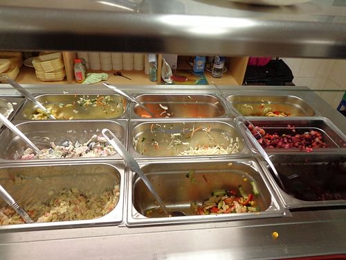 Balkan Buffet and Restaurant view of 9 kind of salads. at Buffet Balcan in Cahul