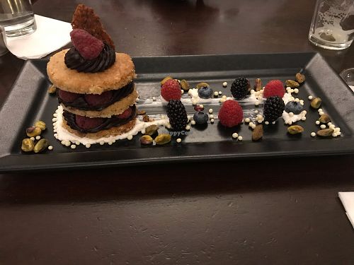 Chocolate mousse with Pistachio cookies & coconut Fluff at The Tavern on The Square in Vail