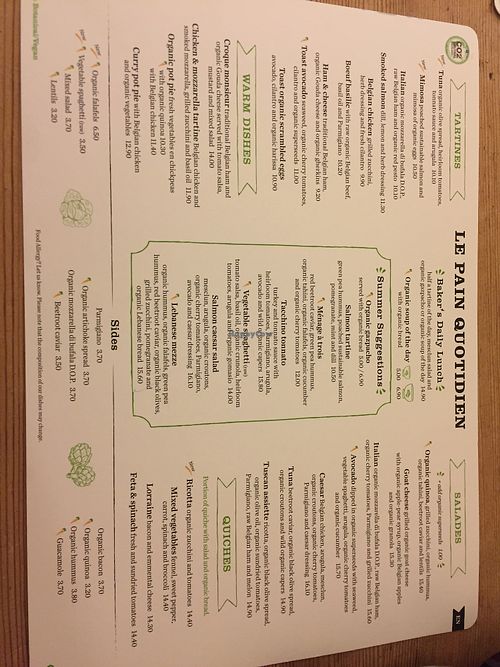 mains at Le Pain Quotidien in Mons