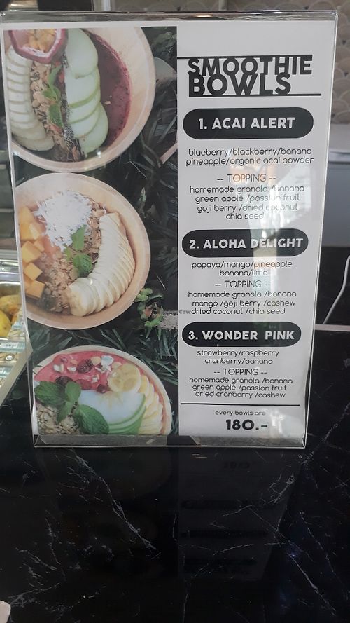 Smoothie Bowl Menu at Coco Mango in Koh Chang