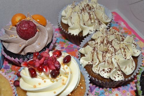 Chocolate and raspberry, tiramisu, and vanilla. at Nebeské dortíčky in Brno
