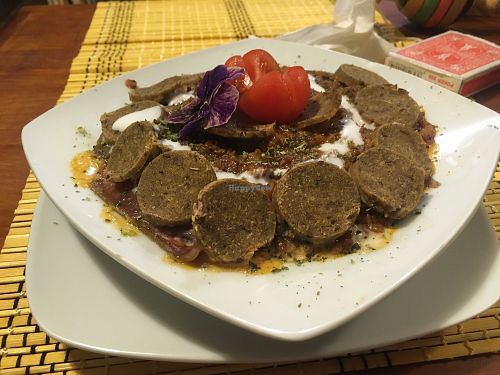 Lasagna bolonesa at Vida Vegan Bistro in Cusco