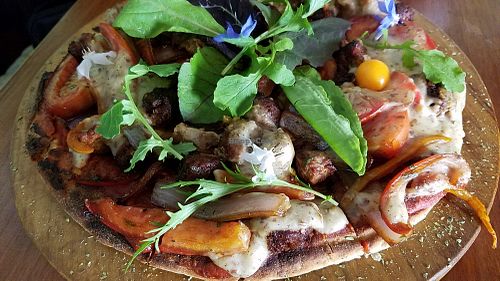 Pizza at Vida Vegan Bistro in Cusco