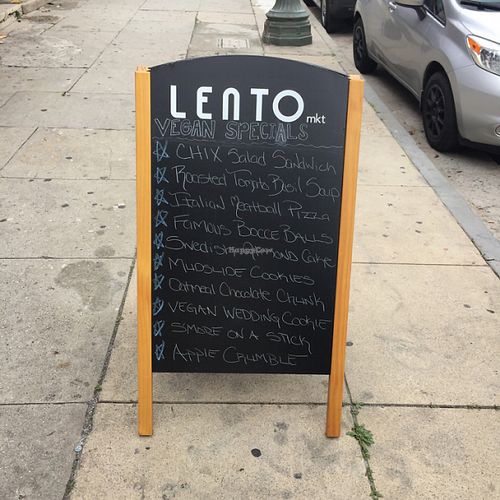 Sunday morning menu. all vegan- all great! at Lento Market in Los Angeles