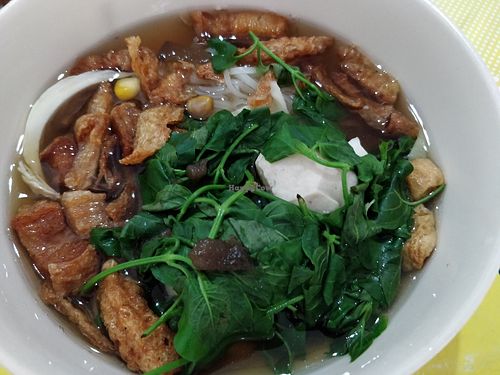 Vermicelli soup at Ranahat Je Vegan Restaurant in Ayutthaya