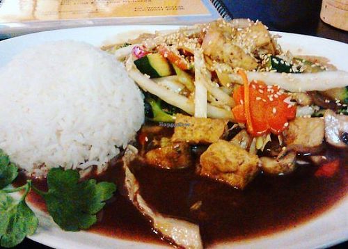 Vegan: Tofu & veggies in sesame sauce at Asia Bistro Arche in Konstanz