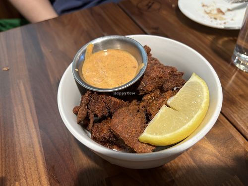 Vegan calamari (mushrooms)   at Sibling by Pushkin in Sacramento