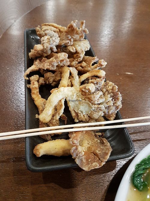Crispy oyster mushrooms. Very crunchy. at Once Upon a Time 千寻素食馆 in Kluang