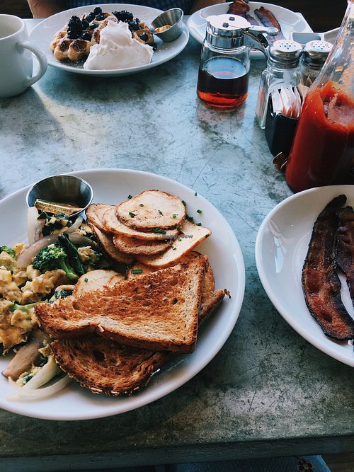 great vegan options such as tofu scramble (bacon is not mine!) at Bread and Butter in Amherst