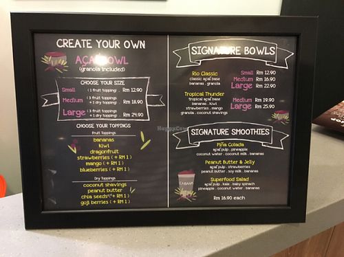 menu at Cabana in Kuala Lumpur