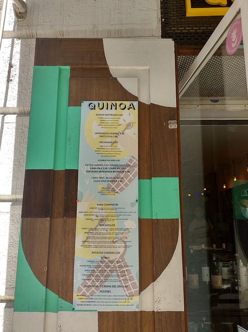 Menu at Quinoa Arago Vegetaria in Barcelona