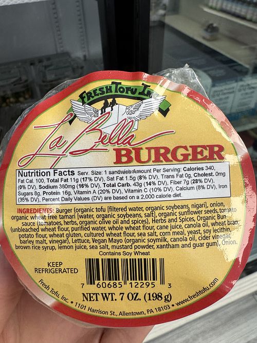 A fresh tofu inc. burger. It was on sale for $4 (I don’t know what the regular price was)  at Health Matters Natural Foods in Point Pleasant