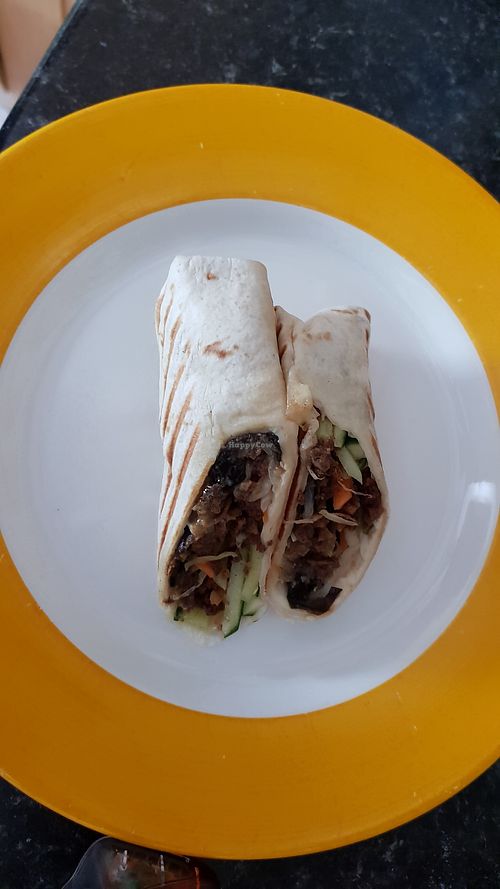 Crunchy tofu & aubergine wrap at Momo Cafe in South West London