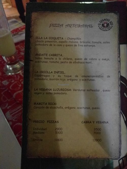 Menu page 1 at Chancho 6 in Santiago