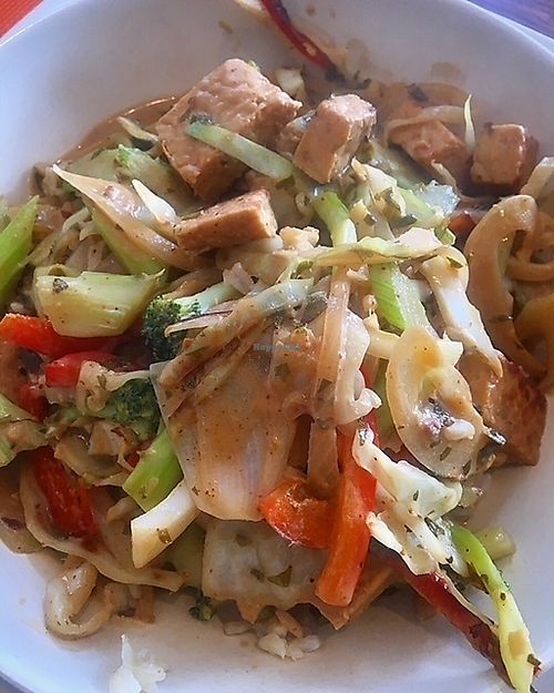 Tempeh and Stir Fry Veggies in Almond Sauce at Good Choice Kitchen in Ossining