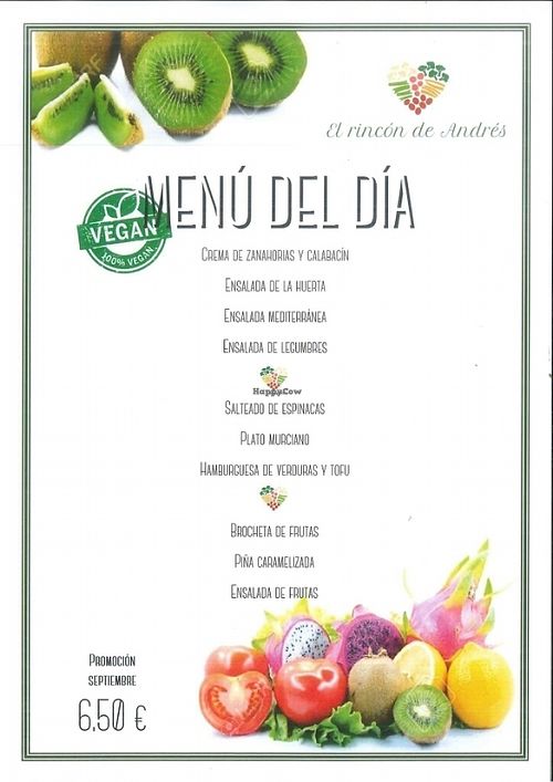 menu vegan (actually 8,50€) at El Rincon de Andres in Malaga