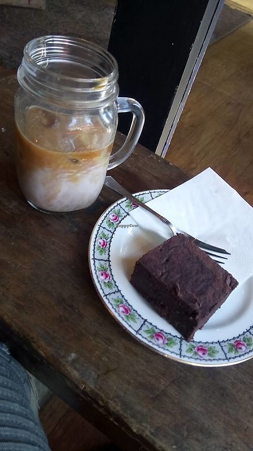 Brownie & Iced Coffee. at The Cran in Glasgow