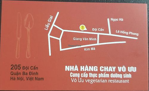 Business card back at Vo Uu Chay in Hanoi
