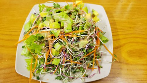 Sprouts and avocado salad at Vo Uu Chay in Hanoi