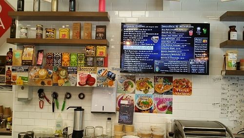 wall menu at Newstead Organics Store & Cafe in Newstead