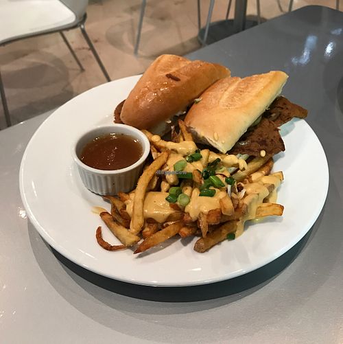 seitan beef dip with cheeze fries  at Hearts Choices - NorthEast in Calgary