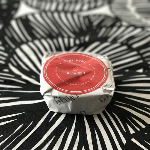 piri piri vegan cheese at Glowfood in Banff