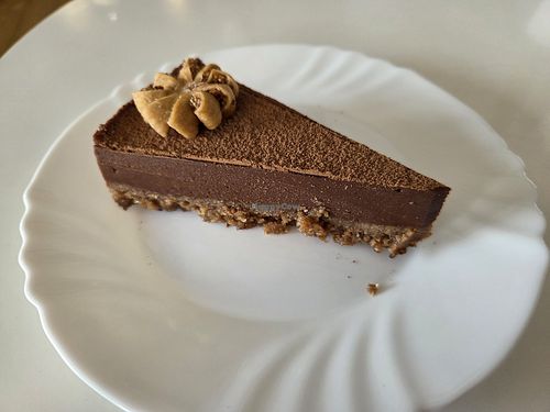 Raw vegan chocolate cake at Caffetteria in Sofia