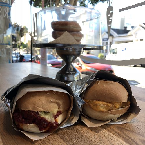 VP Meat Ball and Old School Fish Fillet at Vegan Picnic in San Francisco