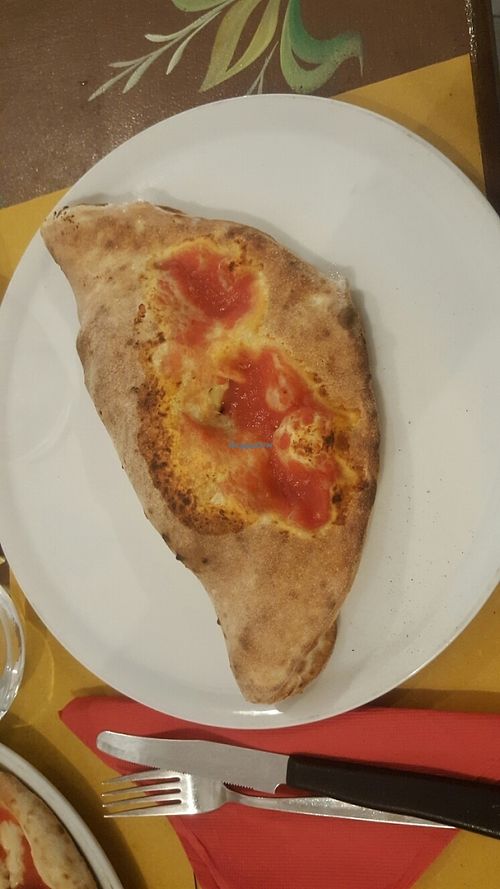 Calzone with vegan cheese and veg at Sciue Sciue in Florence