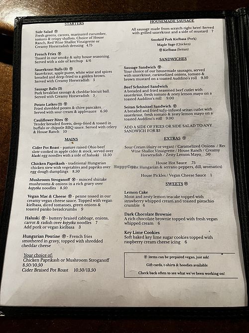 The next side of the menu   at Pierogi Mountain in Columbus