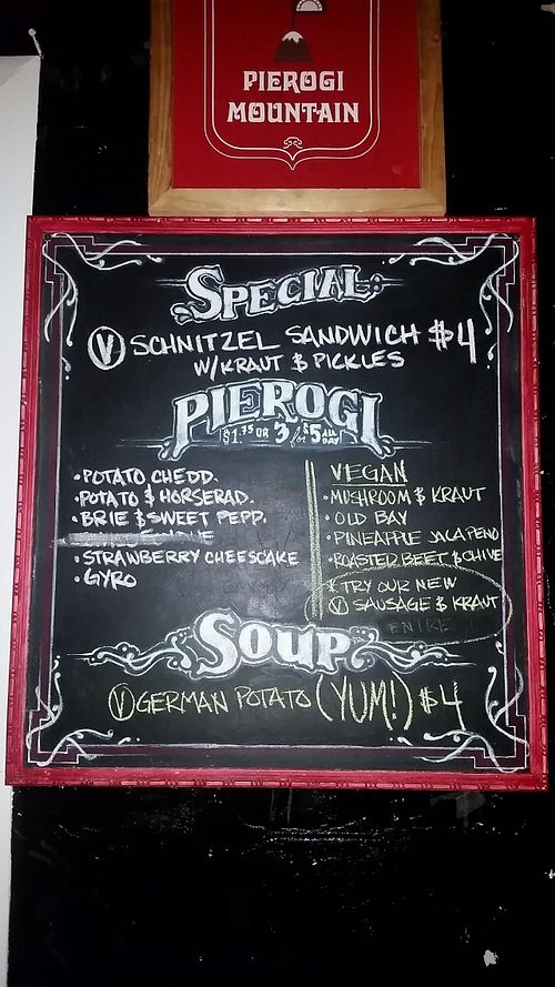 Labels vegan at Pierogi Mountain in Columbus