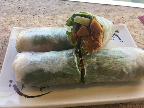Vegan lemon grass chicken salad roll at Tina Vietnamese Cuisine (V-Cafe) in New Westminster