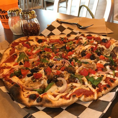 vegan: Teese cheese & veggies  at BYOPizza in Springfield