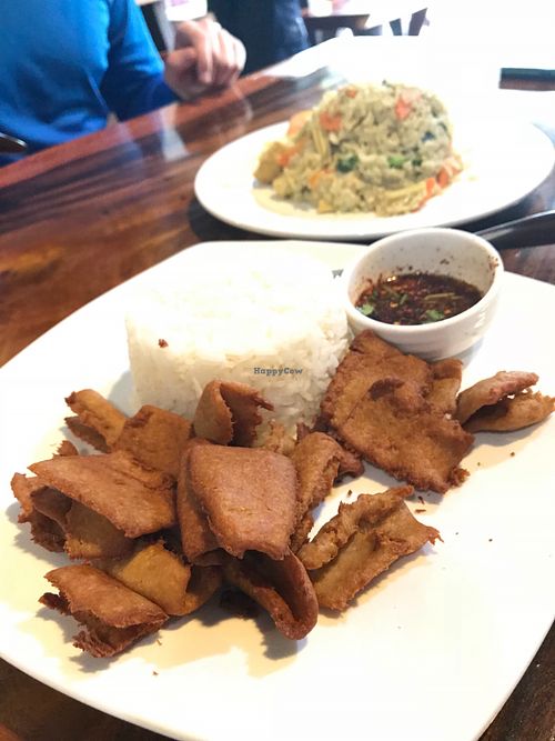 Fried Pork w rice appetizer  at Yo Vegan in Phuket