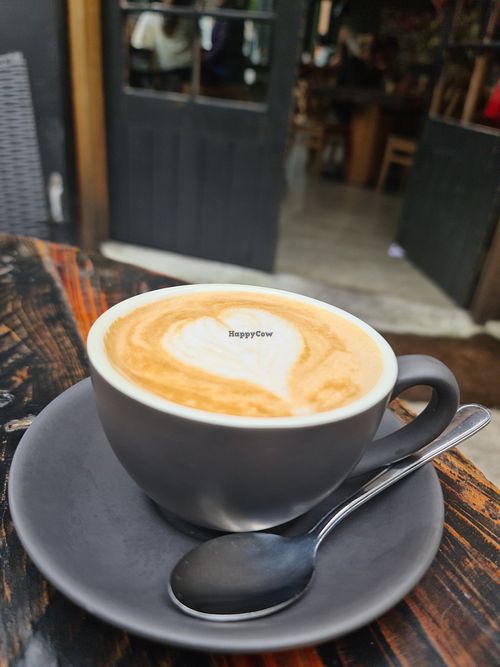 Almond milk latte at Earthy Eats in Launceston